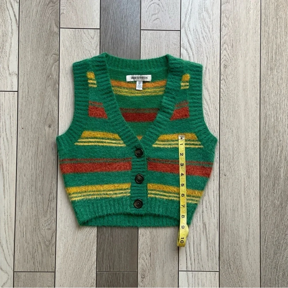 Urban Outfitters Green and Orange Knit Vest Sweater - Picture 3 of 4